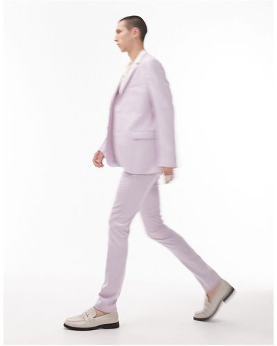 TOPMAN Pantaloni super skinny da abito lilla - Rosa