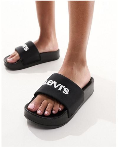Levi's June Bold Padded Slider With Logo - Black