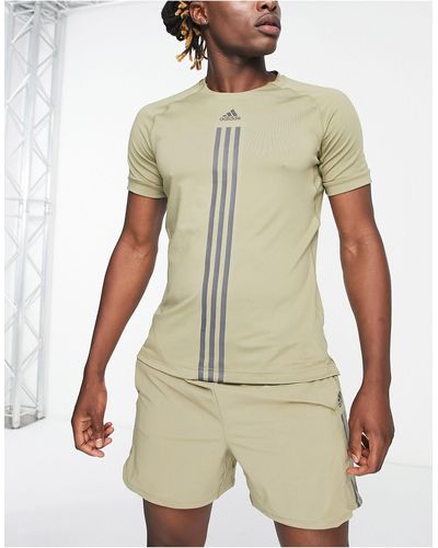adidas Originals Adidas - Training - Alpha Strength - T-shirt Met 3-stripes - Naturel