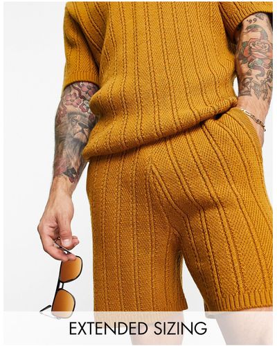 ASOS Cable Knit Shorts - Orange