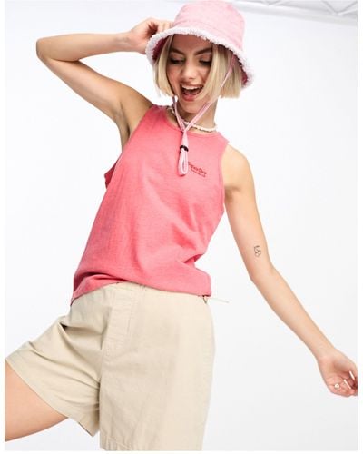 Superdry Camiseta coral jaspeado sin mangas con logo vintage - Rosa