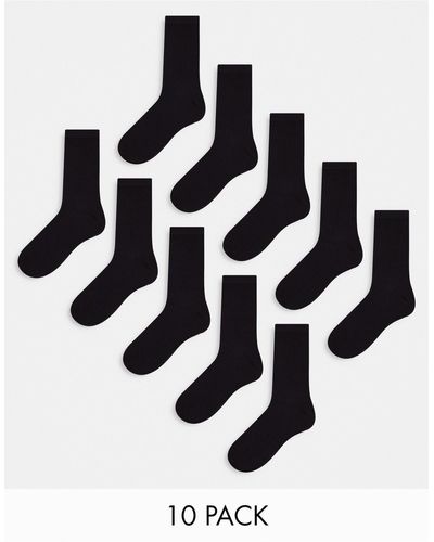 Jack & Jones Confezione da 10 paia di calzini con logo neri - Nero
