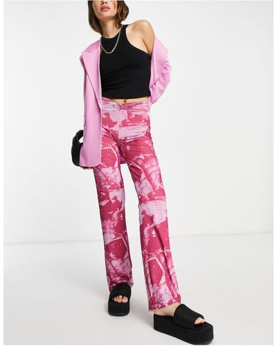 TOPSHOP Knot Front Straight Leg Trouser - Pink
