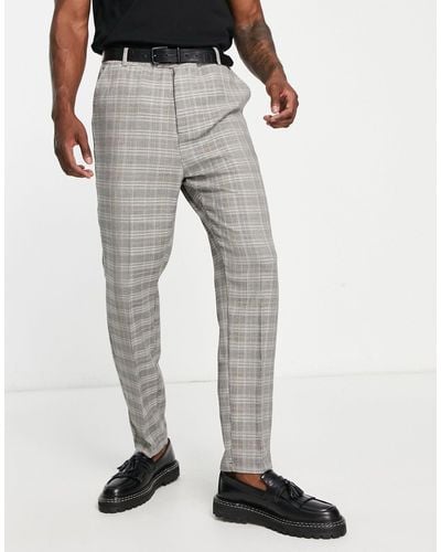 Ban.do Carrot Fit Tapered Checked Suit Pants - Gray