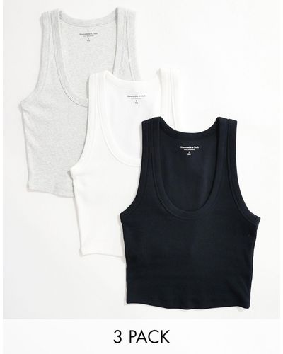 Abercrombie & Fitch 3 Pack Of Scoop Neck Singlets - Blue