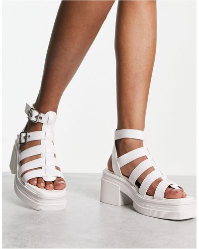 ASOS Highway Chunky Mid Heeled Sandals - White