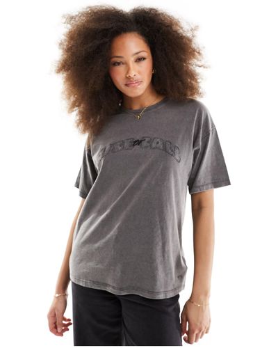 Pull&Bear T-shirt oversize à inscription - délavé - Gris