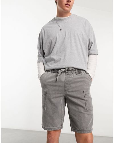 ASOS Short classique slim à enfiler en jean à poches cargo - gris