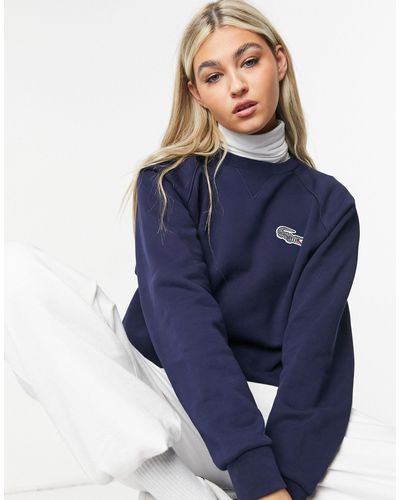 Lacoste X National Geographic Printed Croc Logo Sweat - Blue