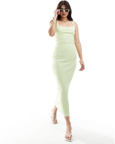 ASOS Ribbed Strappy Square Neck Midaxi Dress - Green