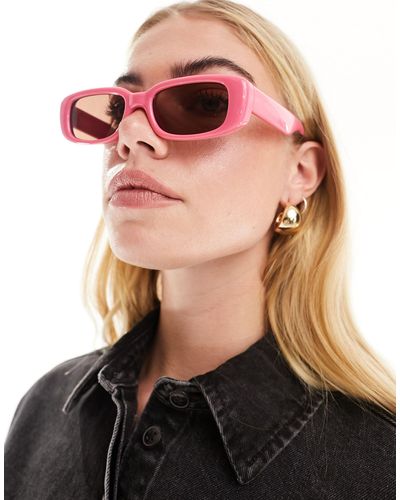 ASOS – mittelgroße sonnenbrille mit eckigem, breitem gestell - Schwarz