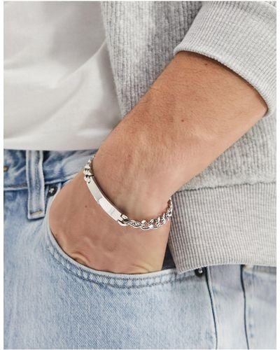 ASOS Waterproof Stainless Steel Bracelet With Chunky Chain And Bar - White