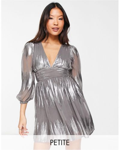 River Island Metallic Thread Mini Dress - Gray