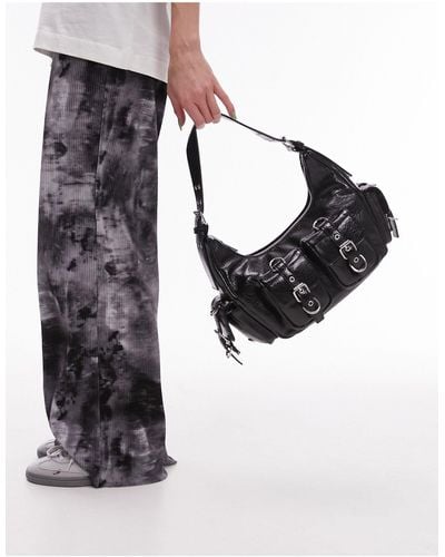TOPSHOP Serena Multi Pocket Shoulder Bag - Black