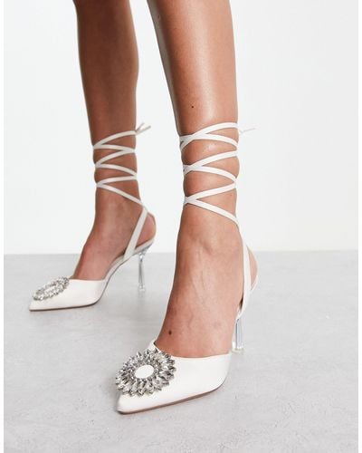 French Connection Embellished Toe Heeled Shoes - White