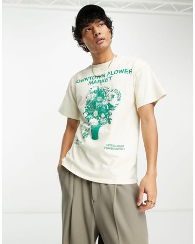 PacSun T-shirt motif flower market - crème - Blanc