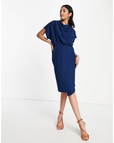 Closet High Neck Mini Dress - Blue