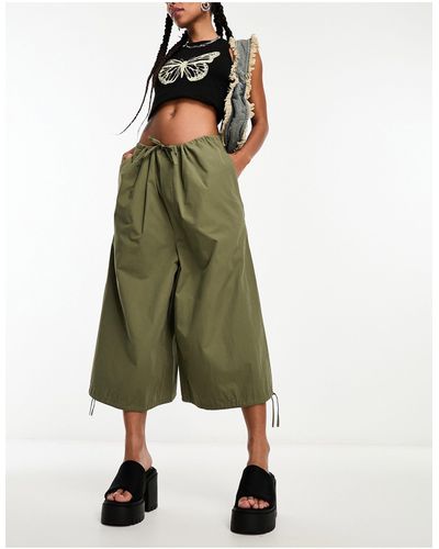 Collusion 3/4 Length Parachute Trousers - Green