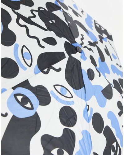 Monki Abstract Print Umbrella - Blue