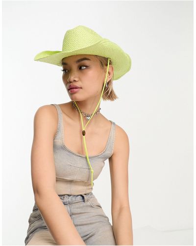 ASOS Straw Cowboy Hat With Size Adjuster - Green