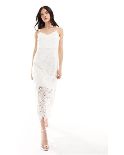 Y.A.S Bridal Lace Strappy Pencil Midi Dress - White