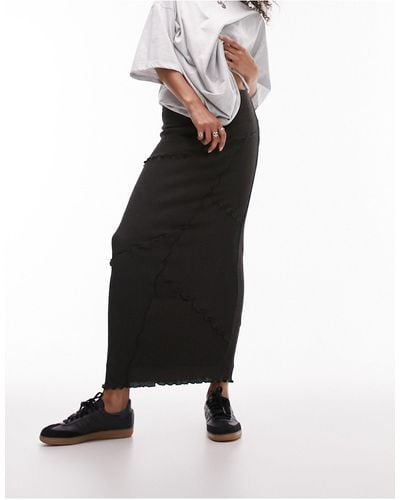 TOPSHOP Textured Midi Skirt - Black