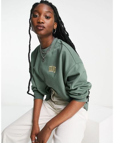 Vans Sudadera verde varsity exclusiva en asos