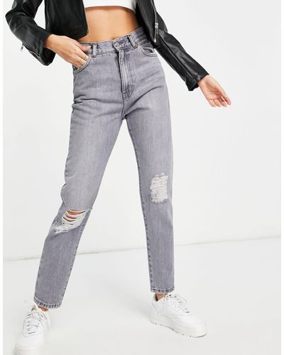 Dr. Denim Nora Mom Jeans With Rips - Grey