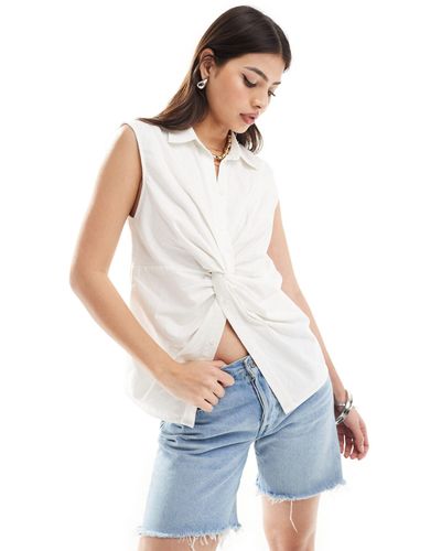 French Connection Aoife Linen Twist Shirt - White