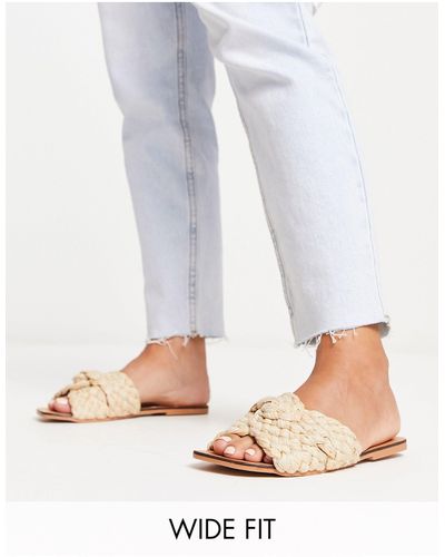 ASOS Wide Fit Flossie Woven Flat Sandal - White