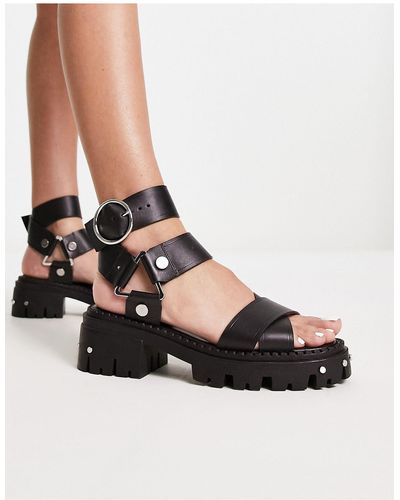 ASOS Fisher Leather Chunky Sandals - Black