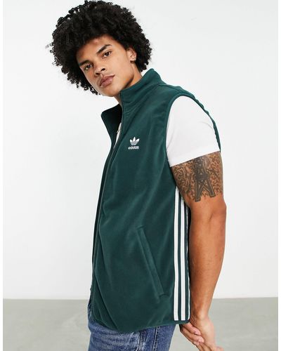 adidas Originals Adicolor - Fleece Bodywarmer Met 3-stripes - Groen