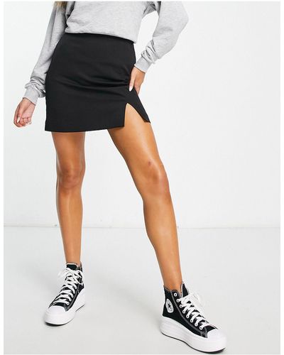 New Look Split Front Mini Skirt - Black