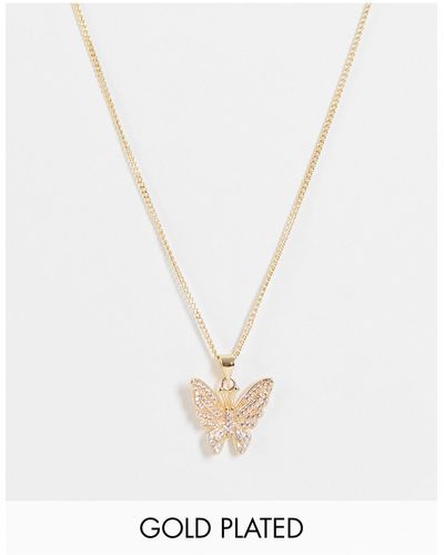 Image Gang 18k Plated Necklace With Cz Butterfly Pendant - White