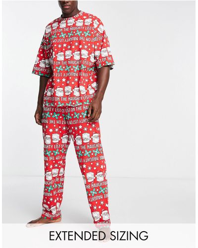 ASOS Kerstmis - Pyjamaset Met Kerstmanprint - Rood