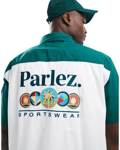 Parlez Short Sleeve Shirt With Embroidered Back - Blue