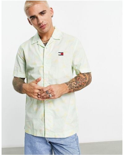 Tommy Hilfiger Camo Short Sleeve Camp Shirt Classic Fit - Blue