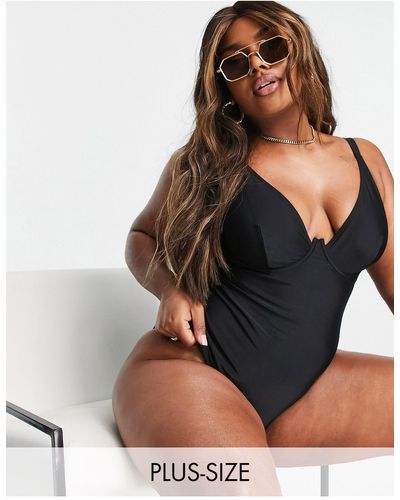 Ivory Rose Curve exaggerated Wire Swimsuit - Black