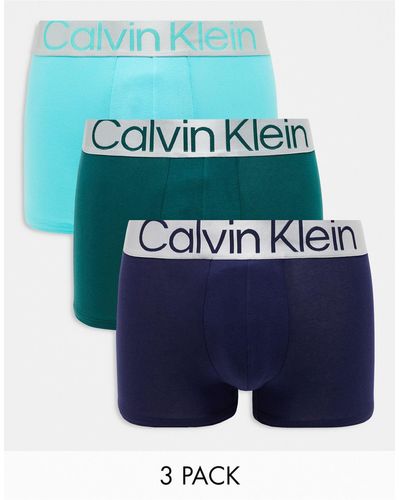 Calvin Klein Steel Cotton Trunks 3 Pack - Blue