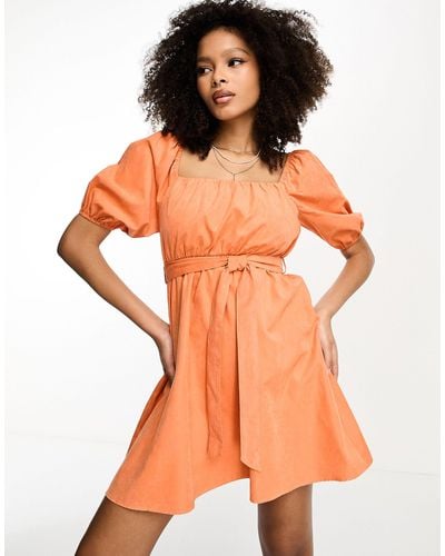 Lola May Belted Mini Dress - Orange