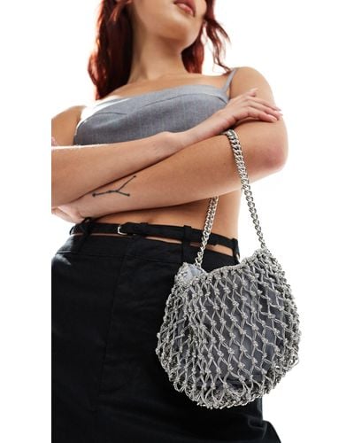 Bershka Chainmail Netting Handbag - Blue