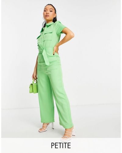 Vila Tailored Wide Leg Jumpsuit With Pocket Detail - Green