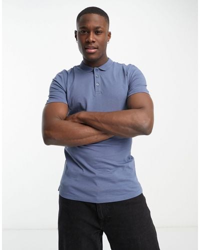 New Look Muscle Fit Polo Shirt - Blue