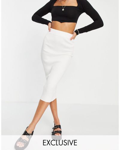 Missguided Co-ord Ribbed Midaxi Skirt - White