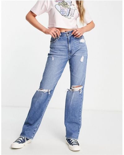 Hollister Jeans a lavaggio medio con strappi al ginocchio - Blu