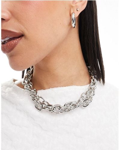 ASOS Necklace With Twisted Chain - White