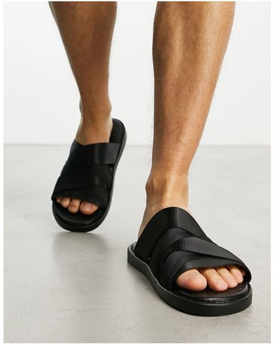 ASOS – sandalen mit mehreren riemen aus schwarzem ripsband
