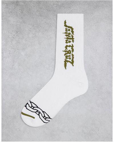 Santa Cruz Dungeon Strip Sock - White