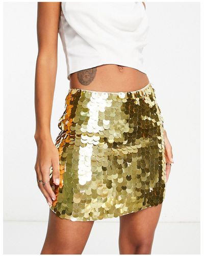 Miss Selfridge Festival Premium Disc Sequin Mini Skirt - Metallic