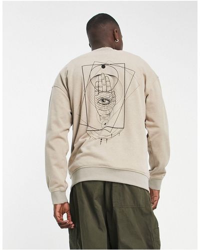 Only & Sons Oversized Sweatshirt Met Ronde Hals En Hamsa Handprint Op - Wit